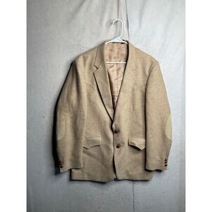 Farah of Texas Countrywear Vintage Western Blazer Tan Tweed Elbow Patch 42L